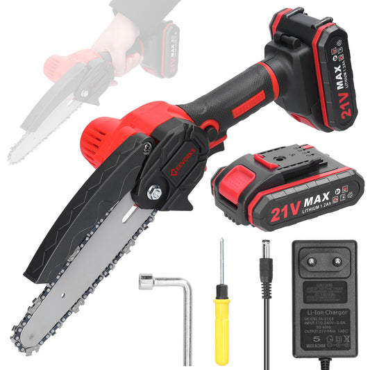 Mini motosserra elétrica portátil de 21 V e 6 polegadas