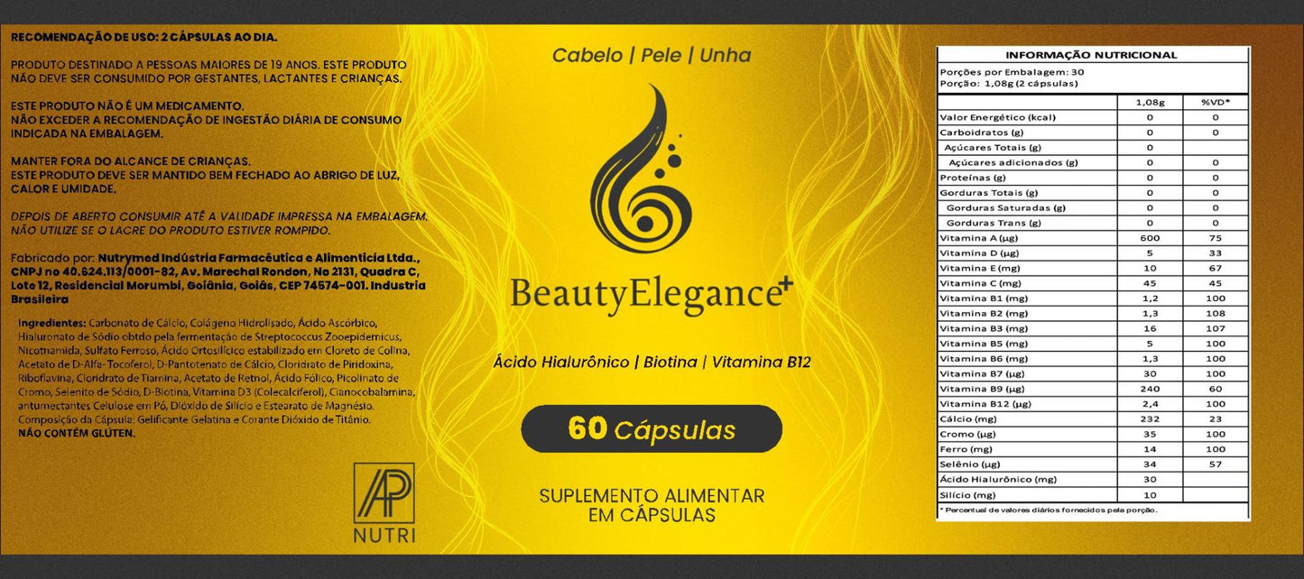 CABELO, PELE E UNHA - Beauty Elegance + (60 cápsulas)