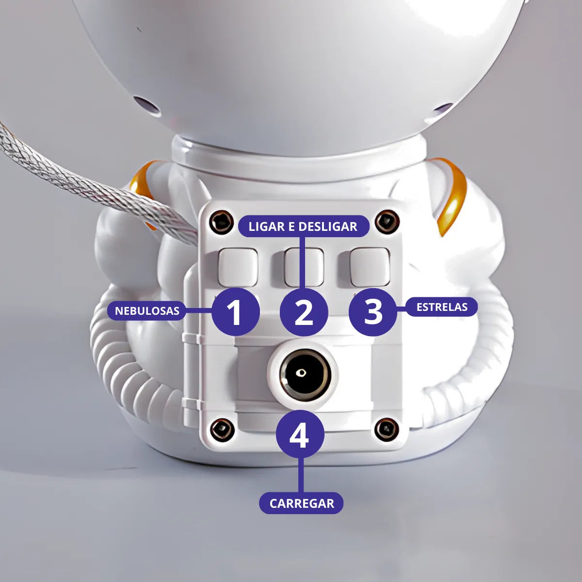 Astronauta Led Projetor Nebulosa Galáxia Estrelada