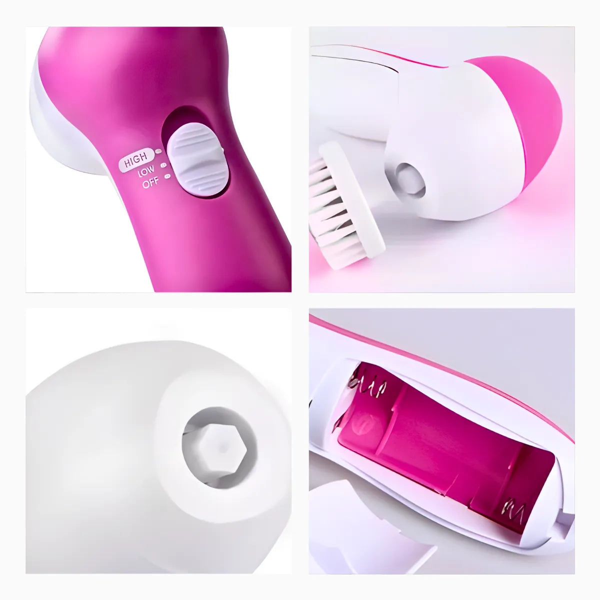 Escova Facial Elétrica 5 em 1 Portátil Esfoliante e Massagea