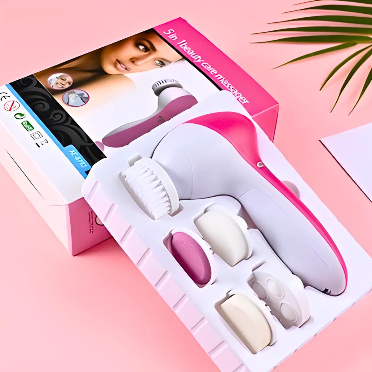 Escova Facial Elétrica 5 em 1 Portátil Esfoliante e Massagea